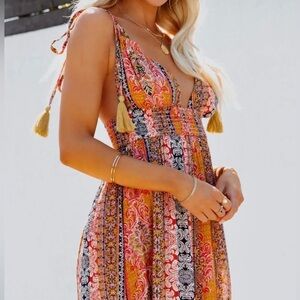 Karina Bohemian Backless Tassel Maxi Dress